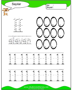 okul öncesi 1 sayısı çizgi çalışması